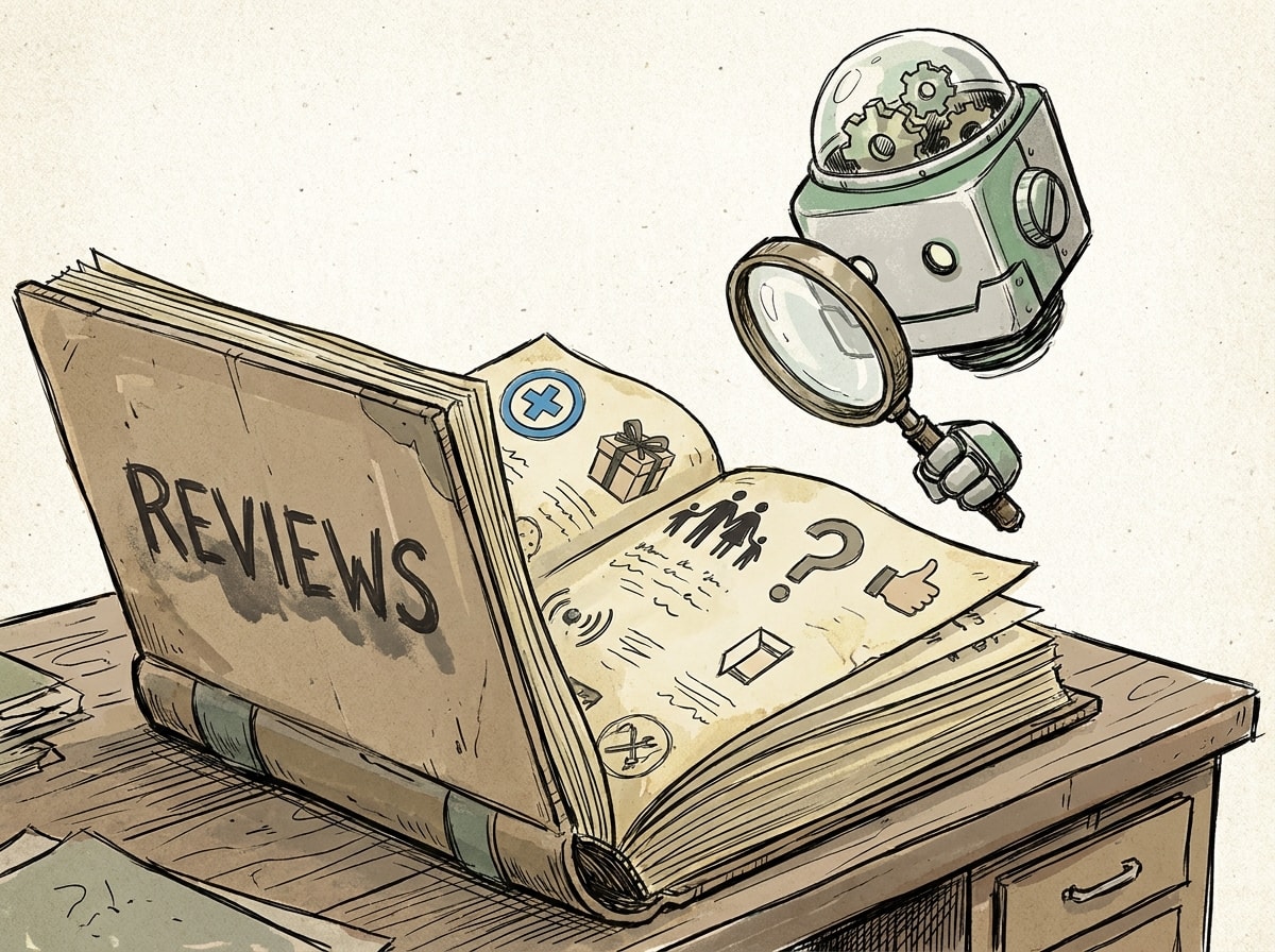 AI reading and parsing customer reviews as product education data