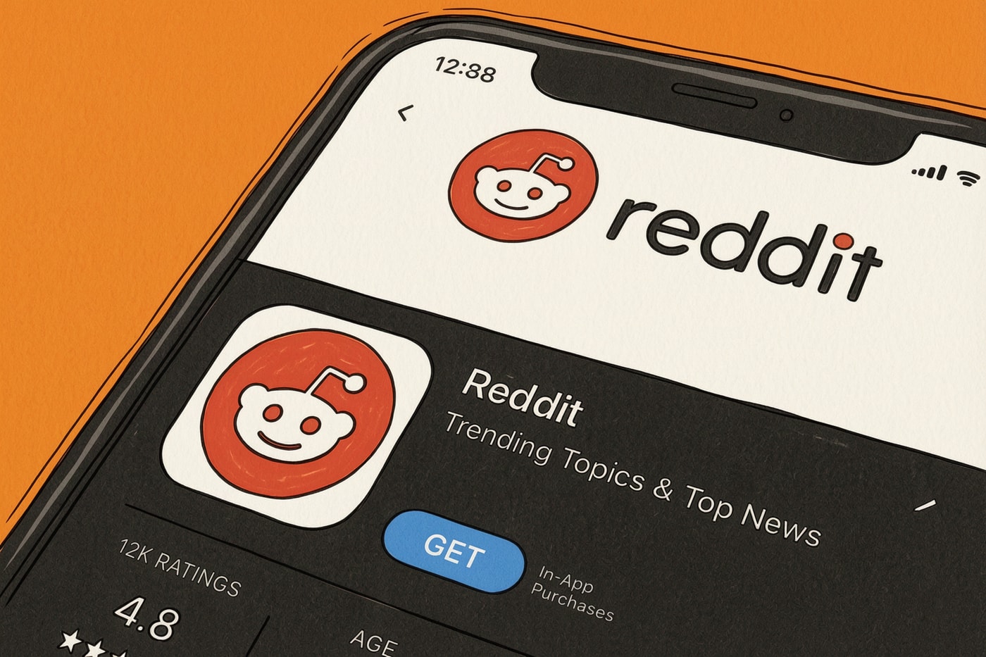 Reddit app displayed on an iPhone screen, showcasing the user interface and content feed. 