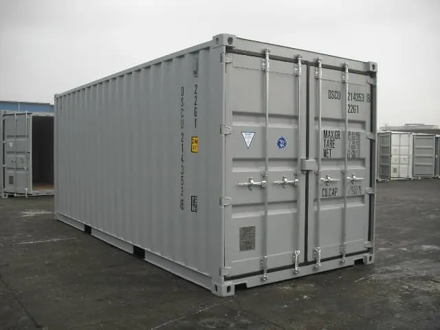 front view of a 20ft white shipping container