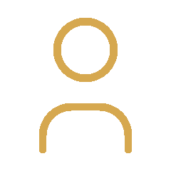 Simple gold user profile icon on a black background.