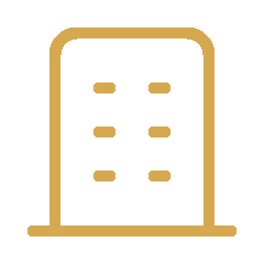 Outline icon of a building with six windows arranged in two columns and three rows.