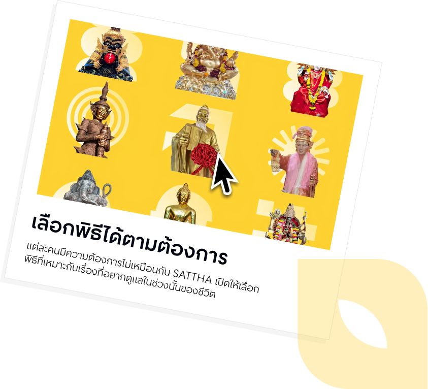 Nine different deity statues on a yellow background with a large cursor selecting one statue.
