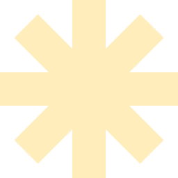 Yellow asterisk symbol with eight thick rays on a white background.