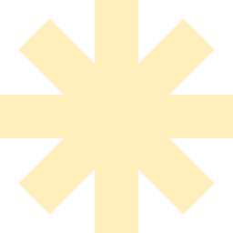Yellow asterisk symbol with eight thick rays on a white background.