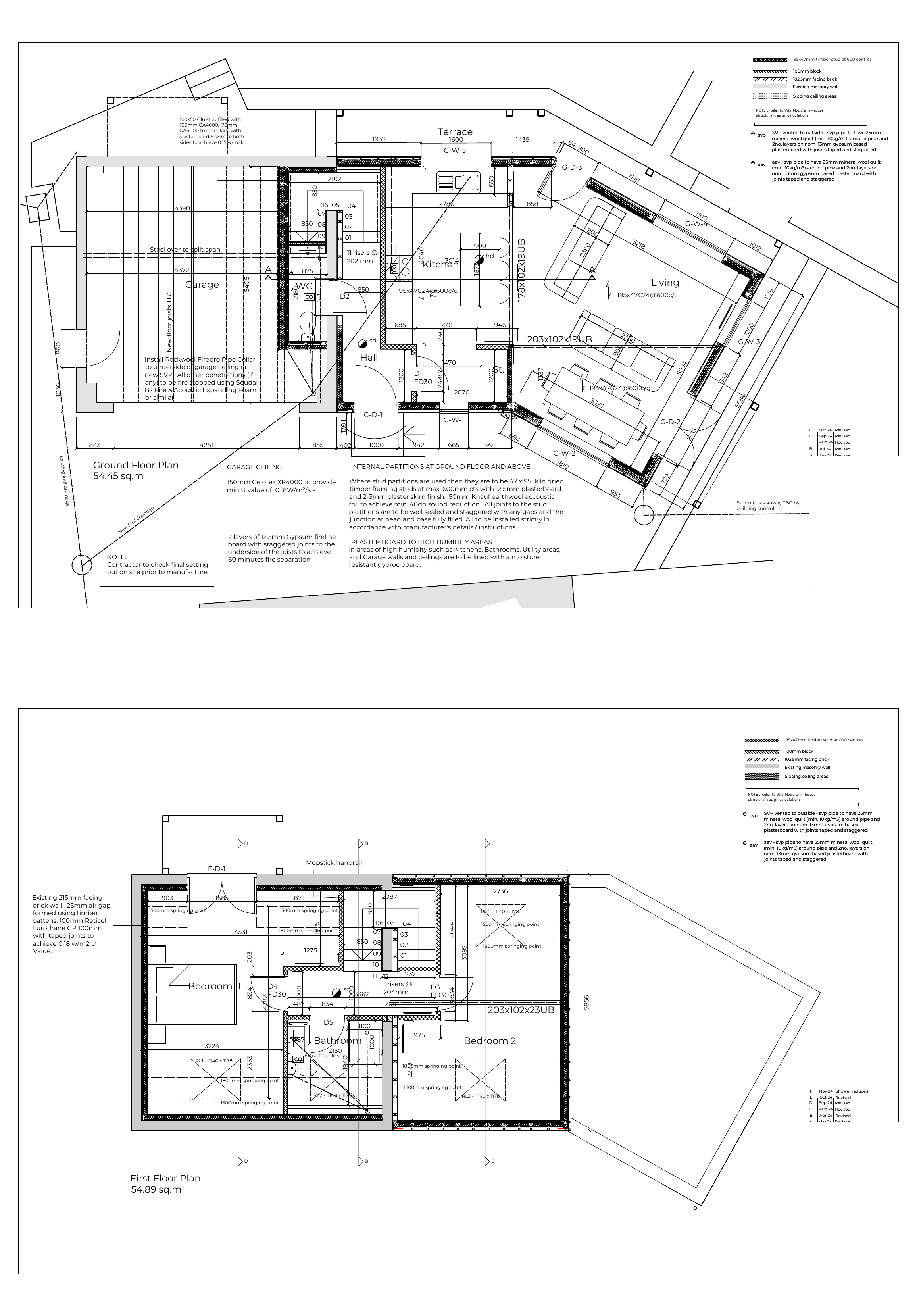 Building control approved ground and first floor plans, Dronfield, Derbyshire extension