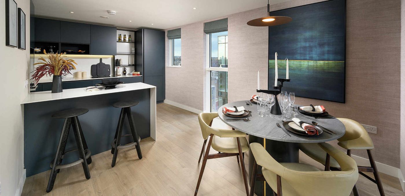Open-plan kitchen and living area inside a modular granny annexe