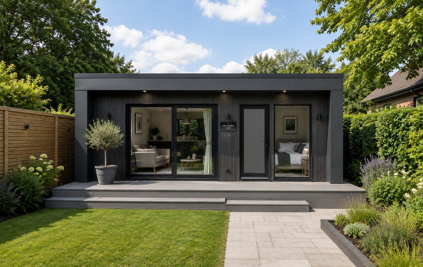 Garden room finished in contrasting cladding by Vita Modular