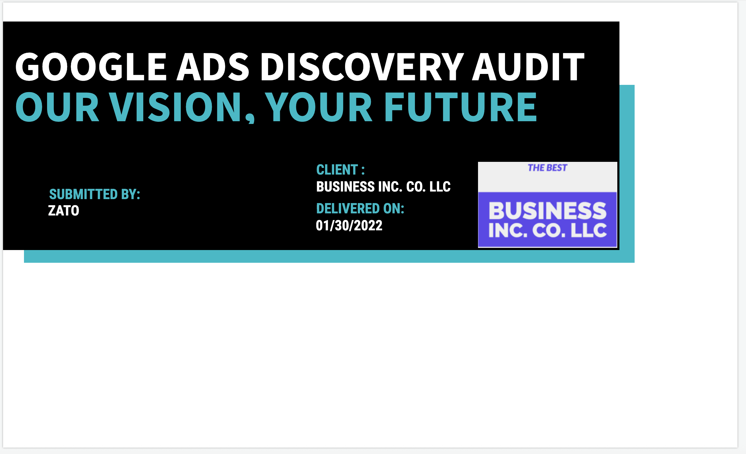 get a free google ads discovery audit from zato