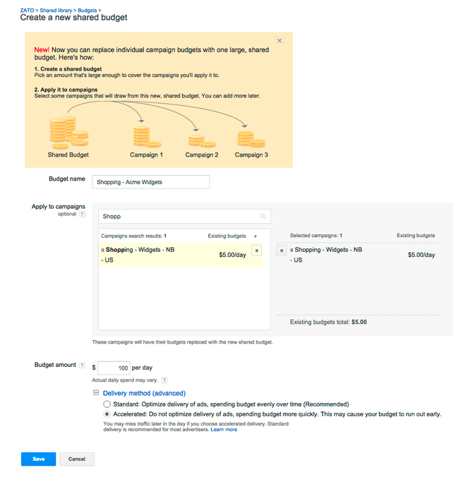 shared budget for google shopping