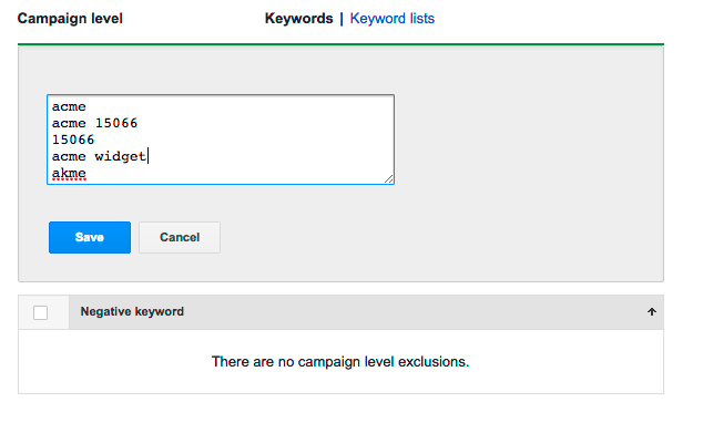 add campaign level negatives google ads