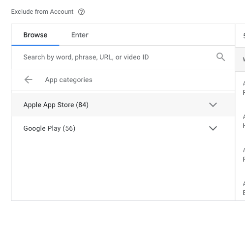 mobile app exclusions in google ads