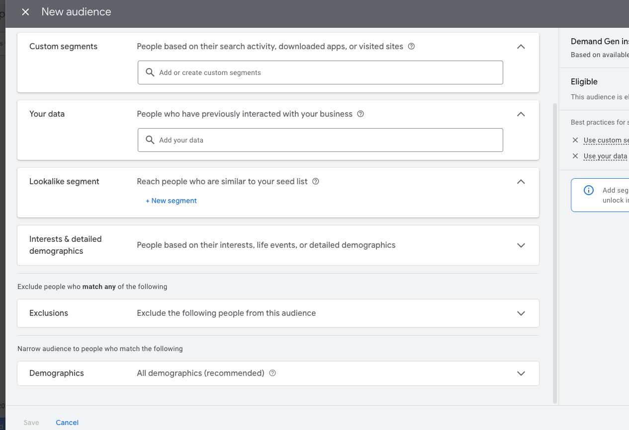 audience creation in demand gen campaigns