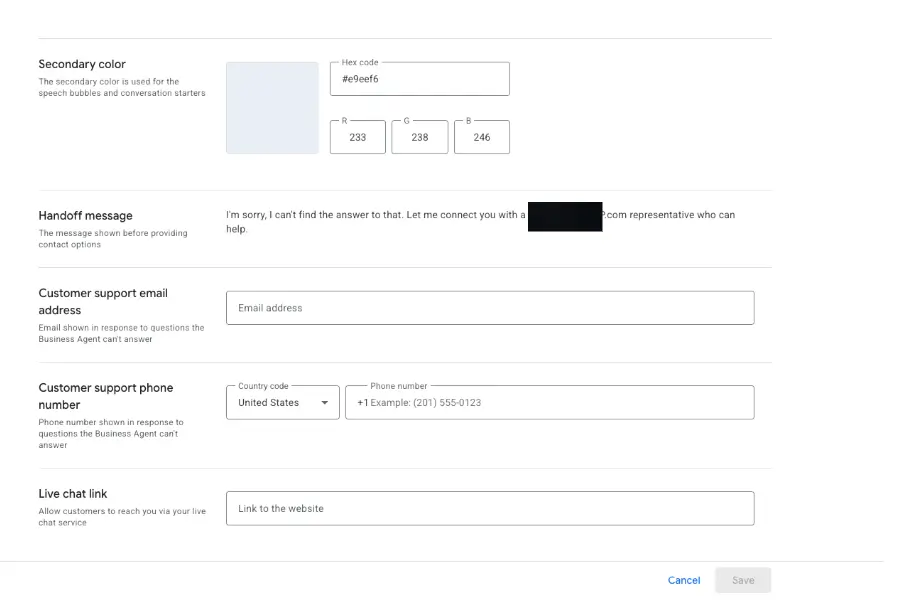 create google ads business agent color profile