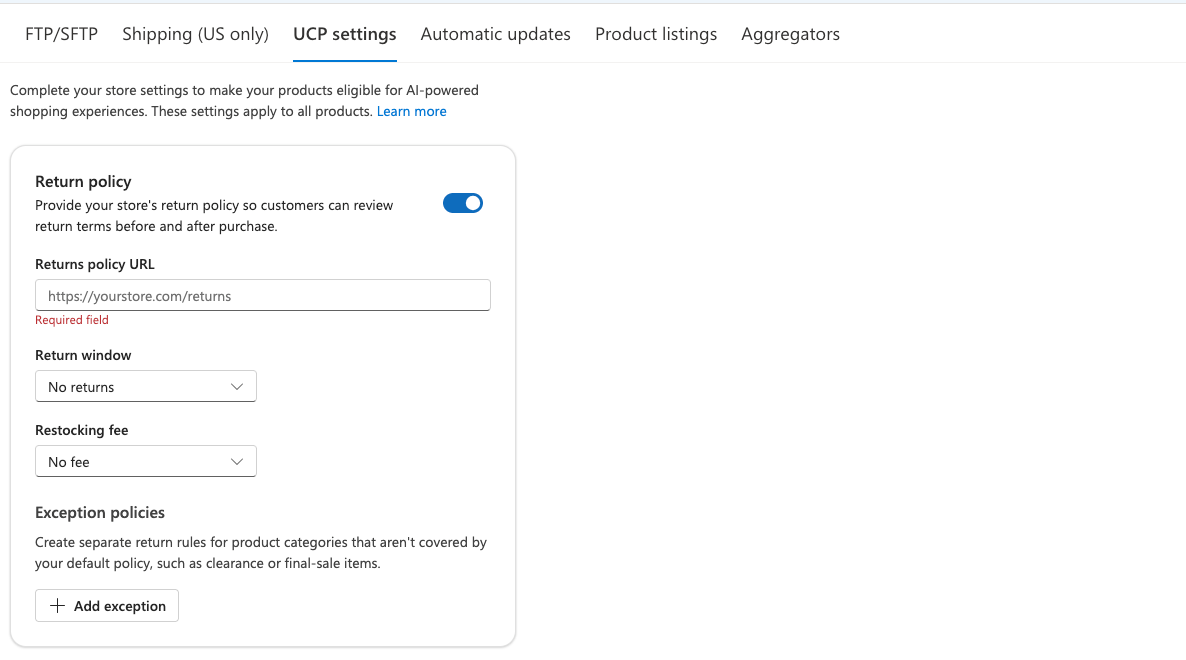 microsoft UCP settings