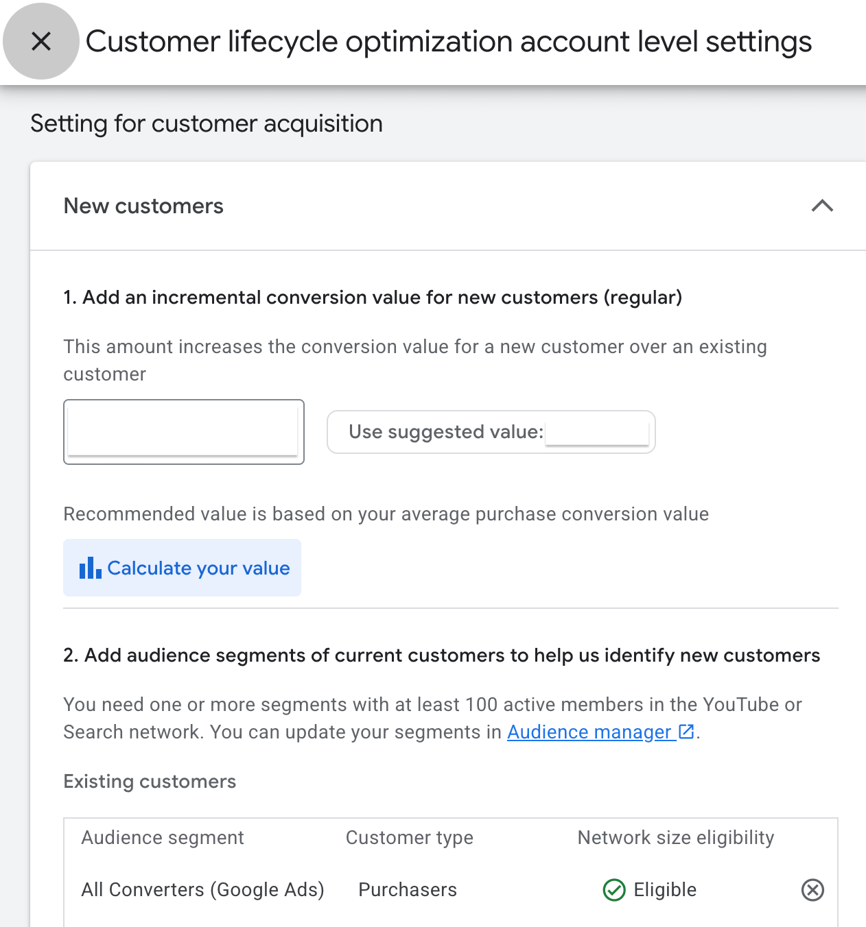 set google ads new customer acquisition goals