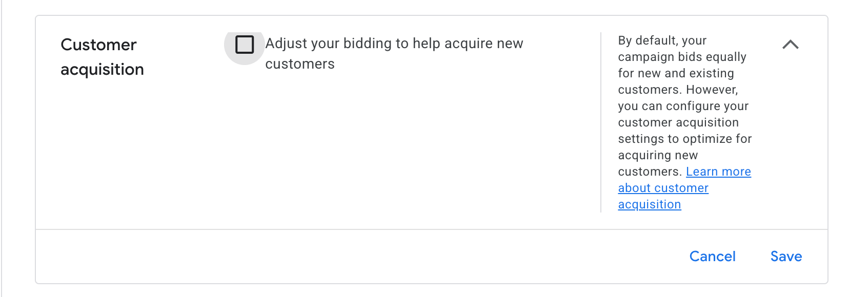 google ew customer adjust your bidding setting