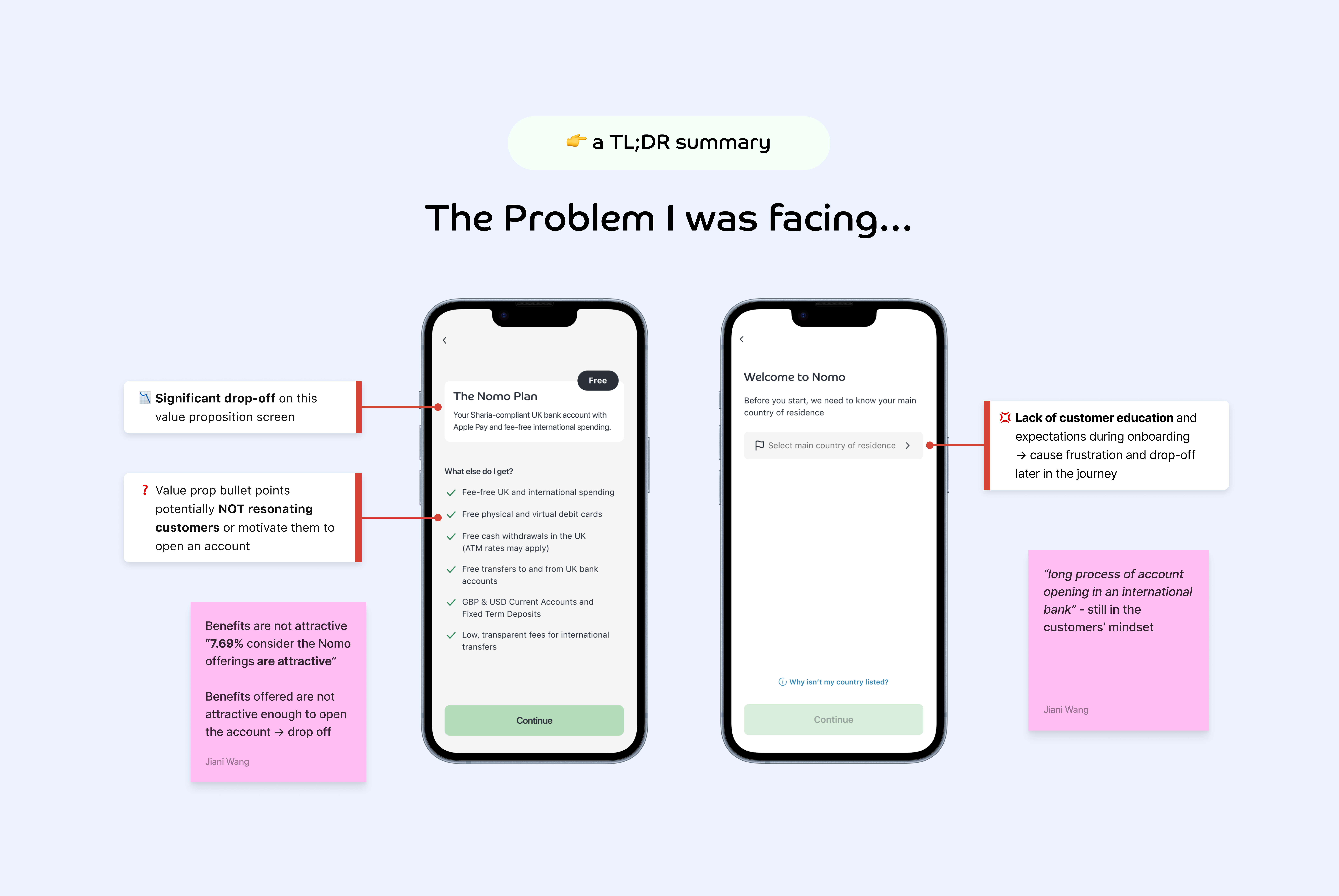 The old Nomo value proposition screen with 62% high drop off rate