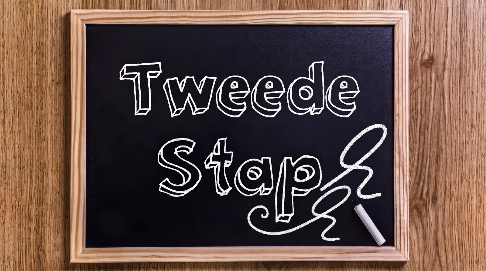 Schoolbord met de tekst Tweede stap