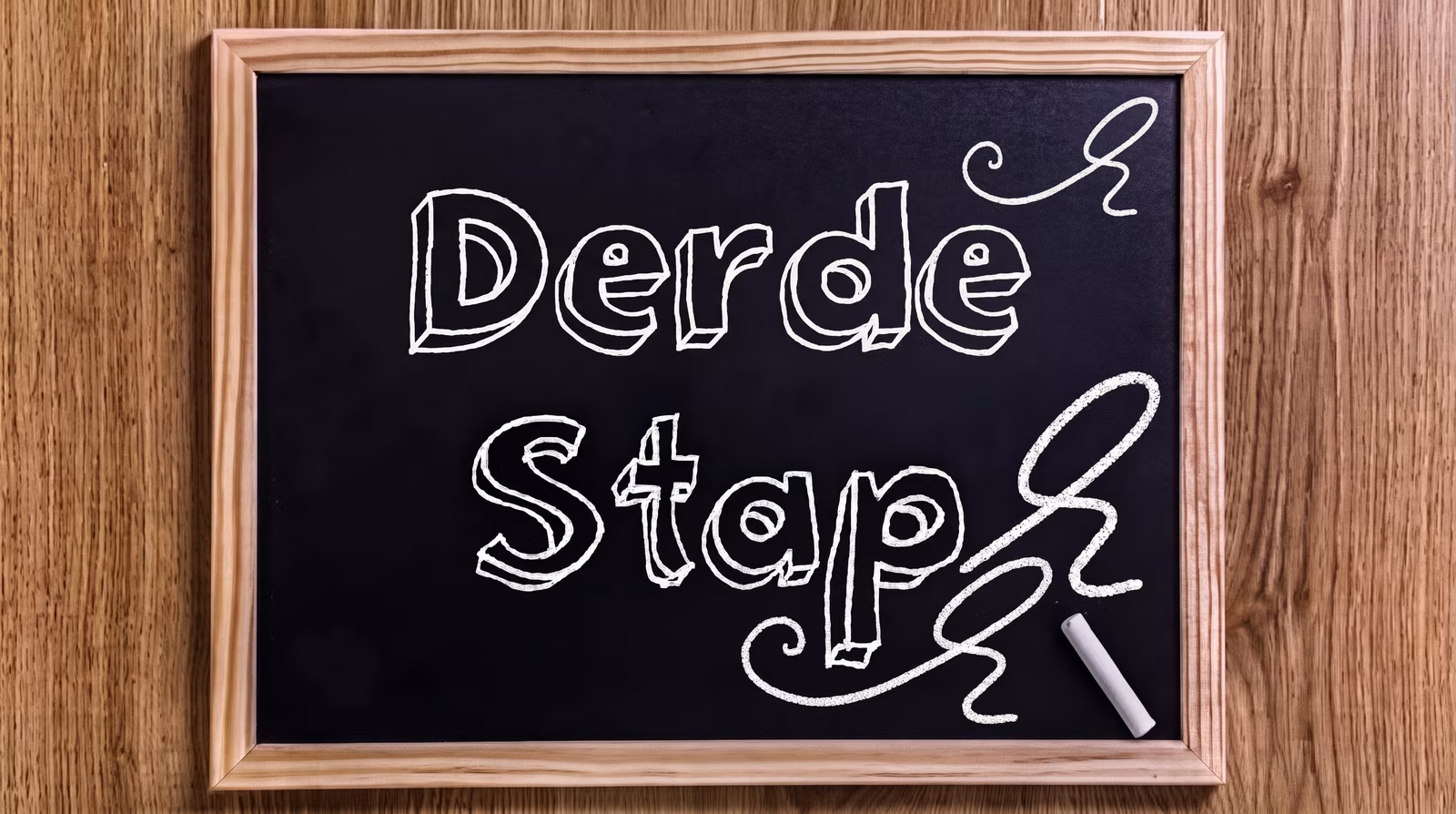 Schoolbord met de tekst Derde stap