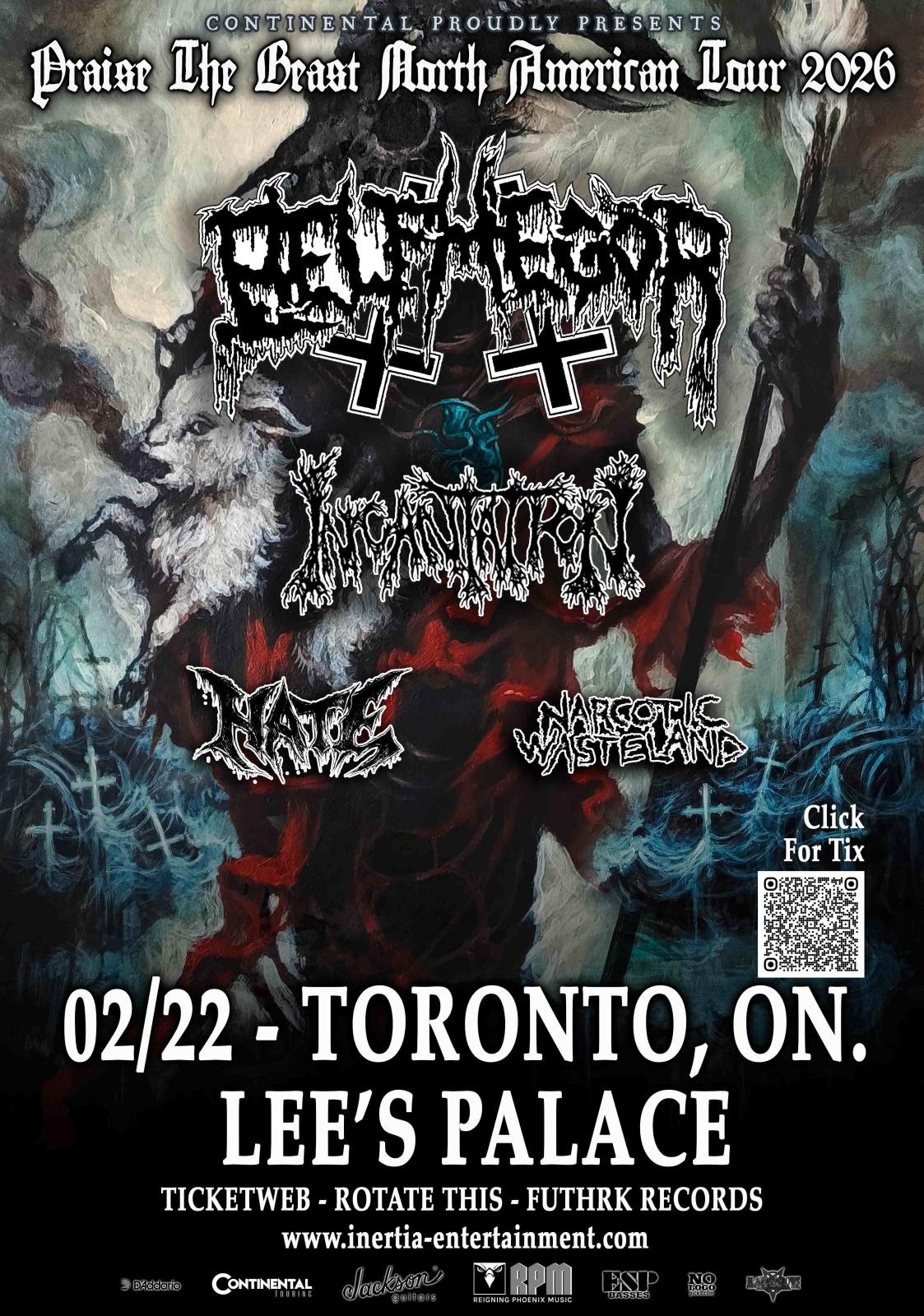 Belphegor, Praise the Beast North America Tour W/ Incantation, Hate & Narcotic Wasteland
