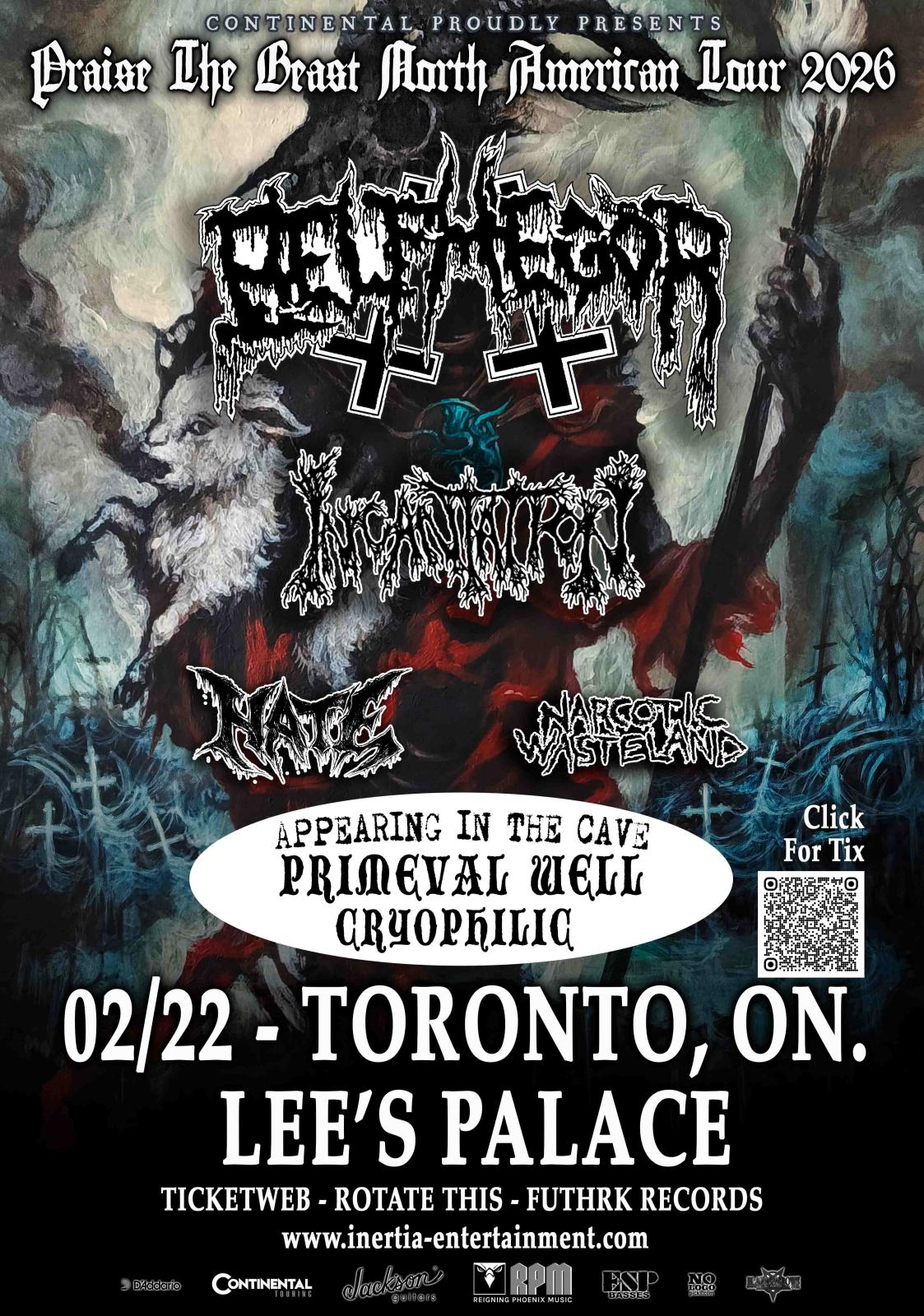 Belphegor, Praise the Beast North America Tour W/ Incantation, Hate & Narcotic Wasteland