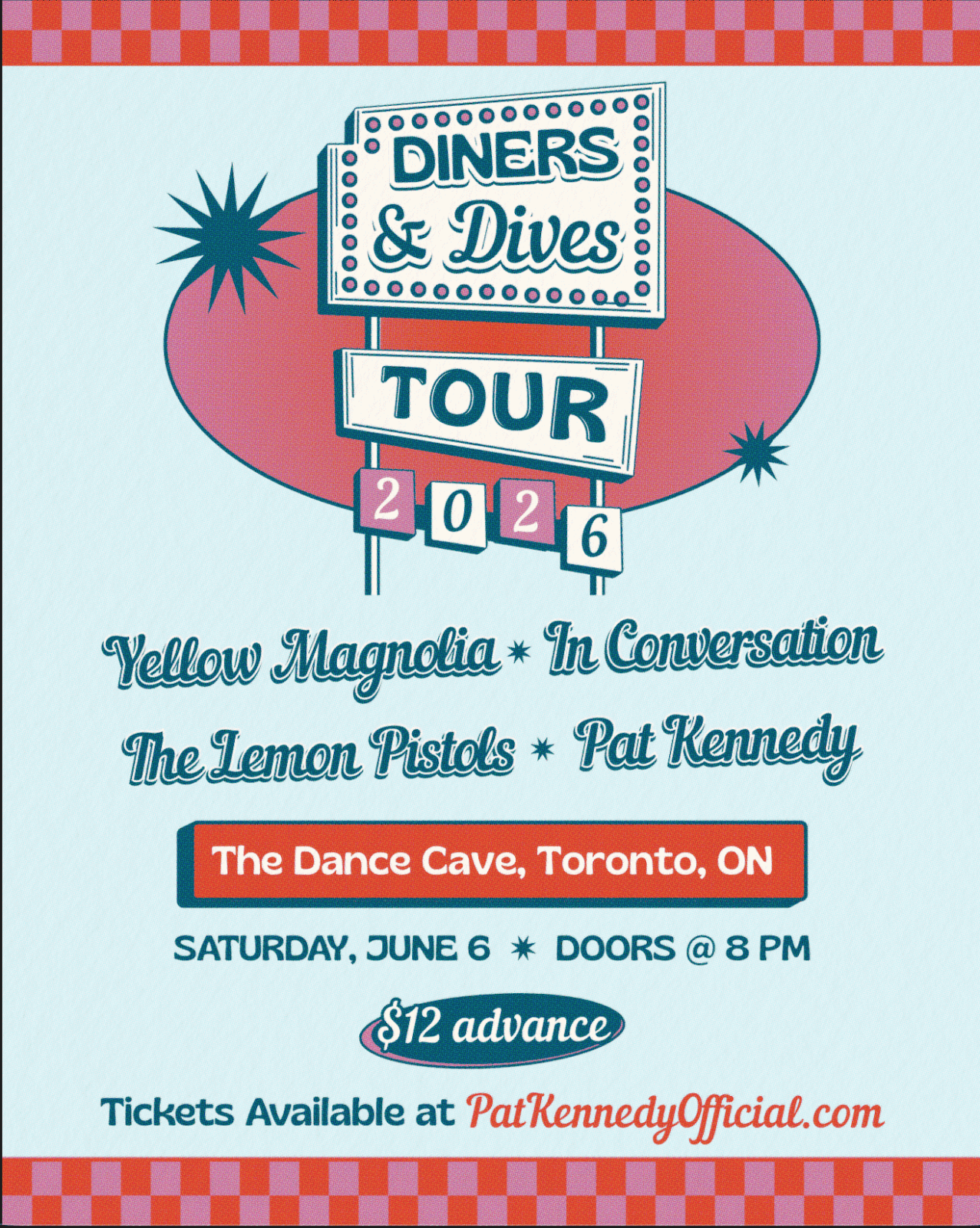 Diners & Dives Tour 2026 - Pat Kennedy with Yellow Magnolia, In Conversation & The Lemon Pistols