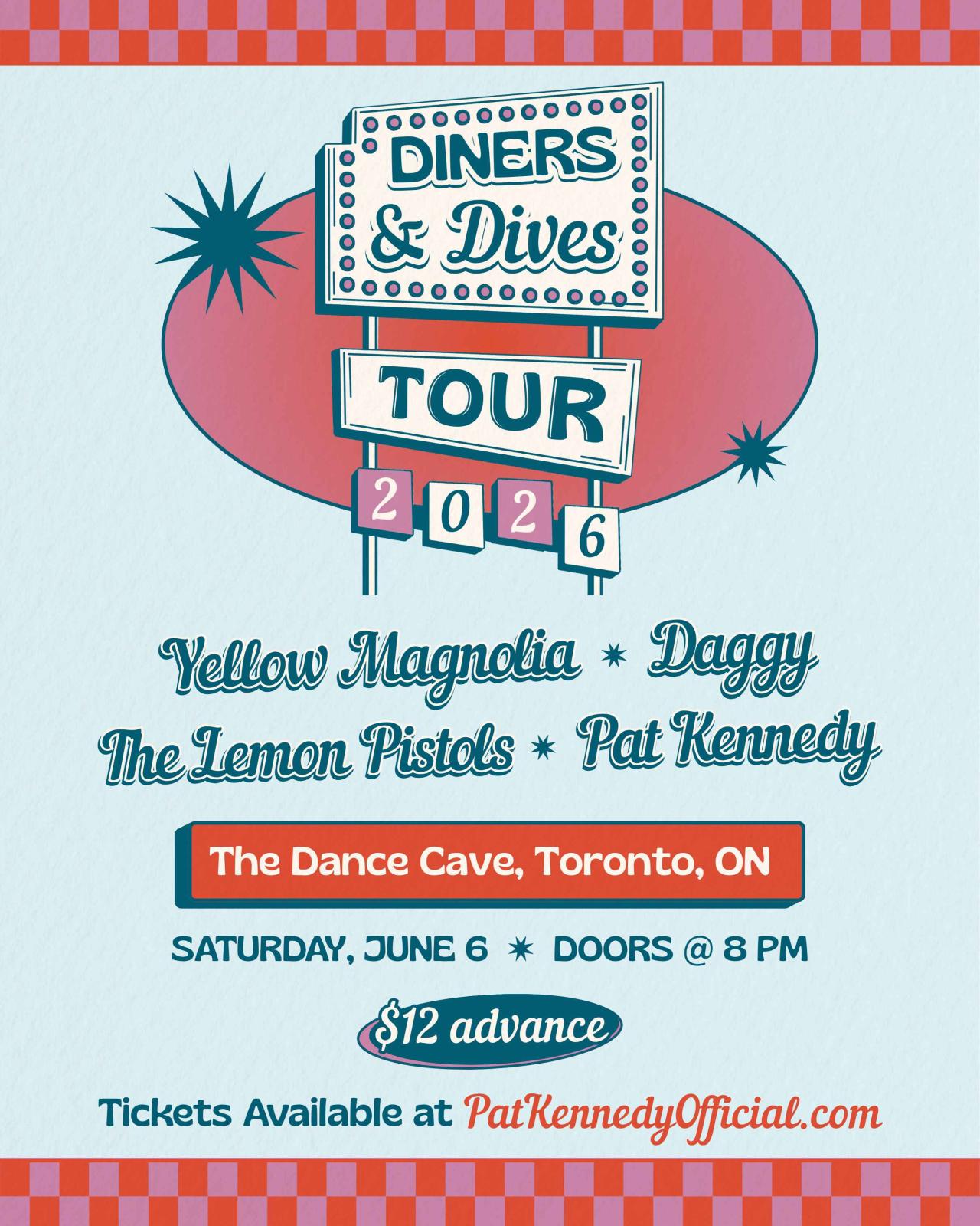 Diners & Dives Tour 2026 - Pat Kennedy with Yellow Magnolia, Daggy & The Lemon Pistols