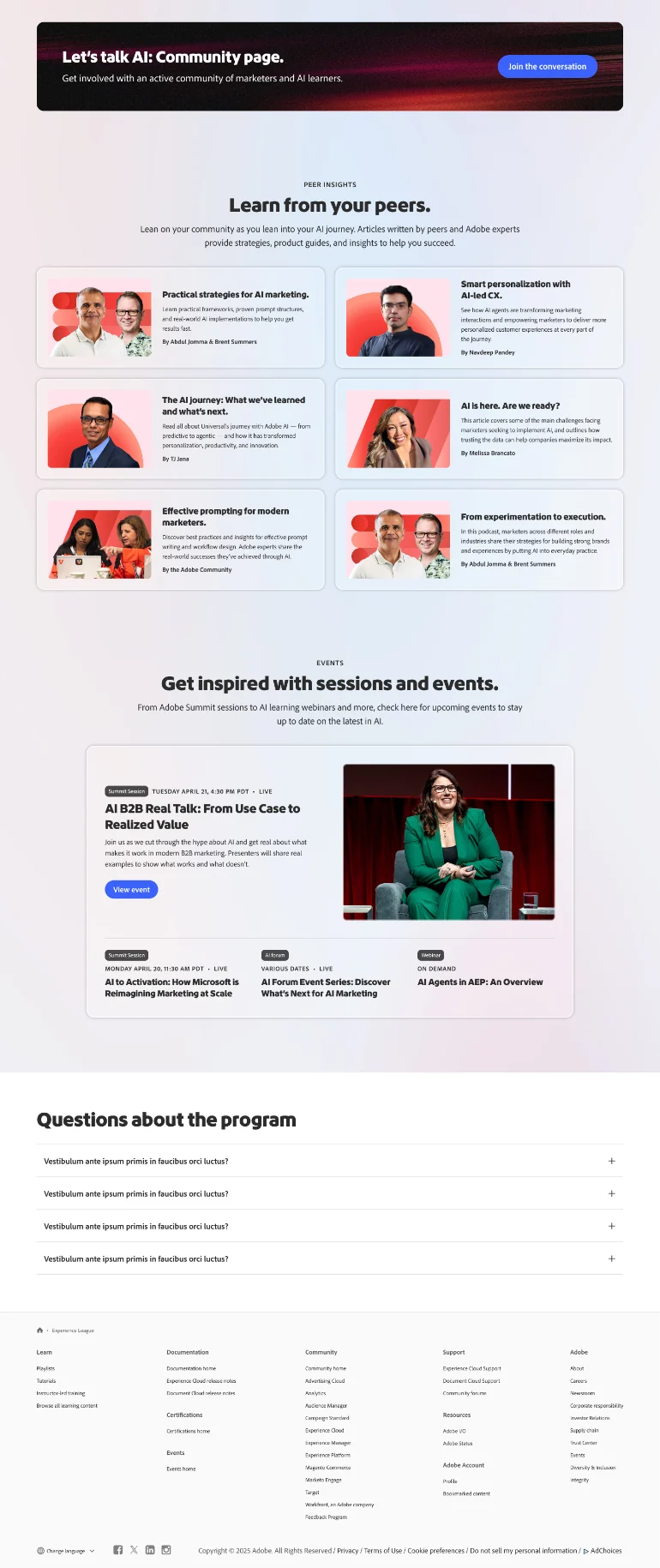 Adobe AI community page