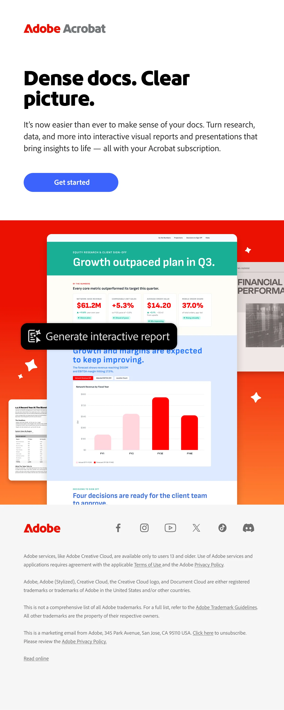 Adobe Acrobat email: Dense docs. Clear picture. Generate interactive report