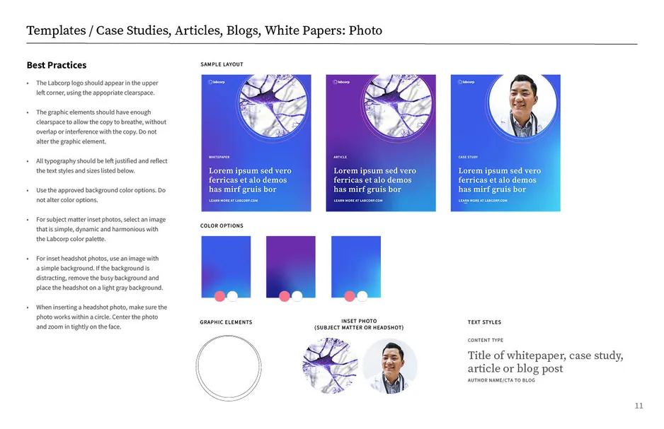Labcorp social media lookbook spread
