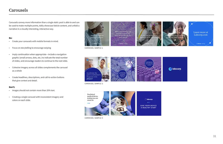 Labcorp social media lookbook spread