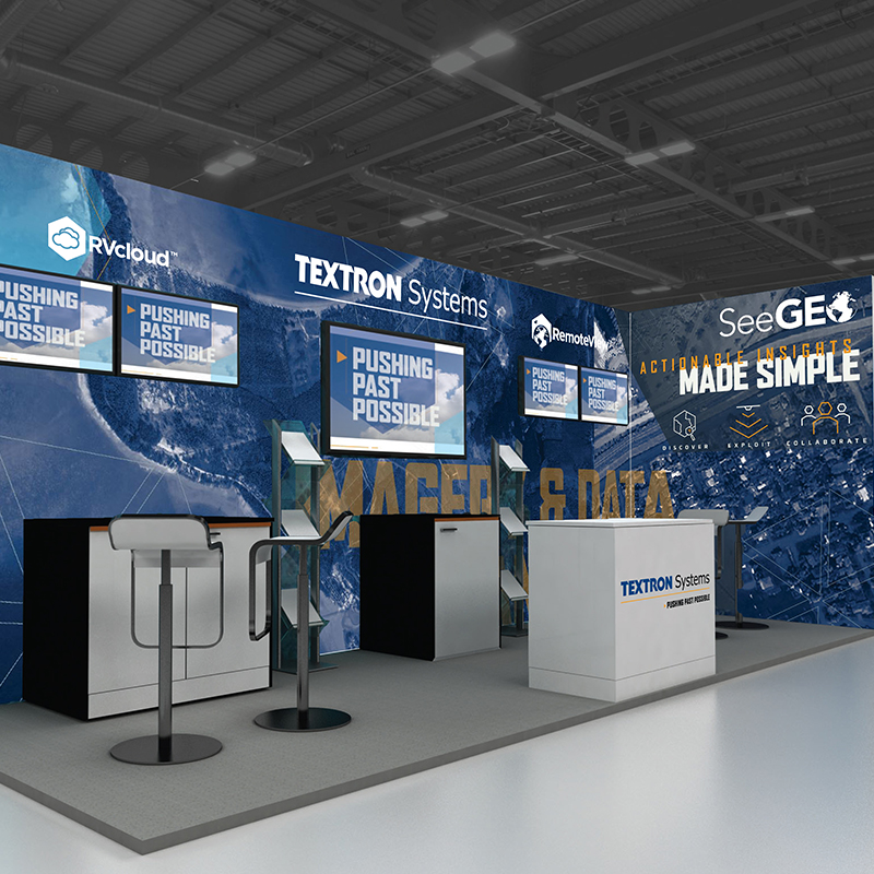 Digital mockup of a trade show booth
