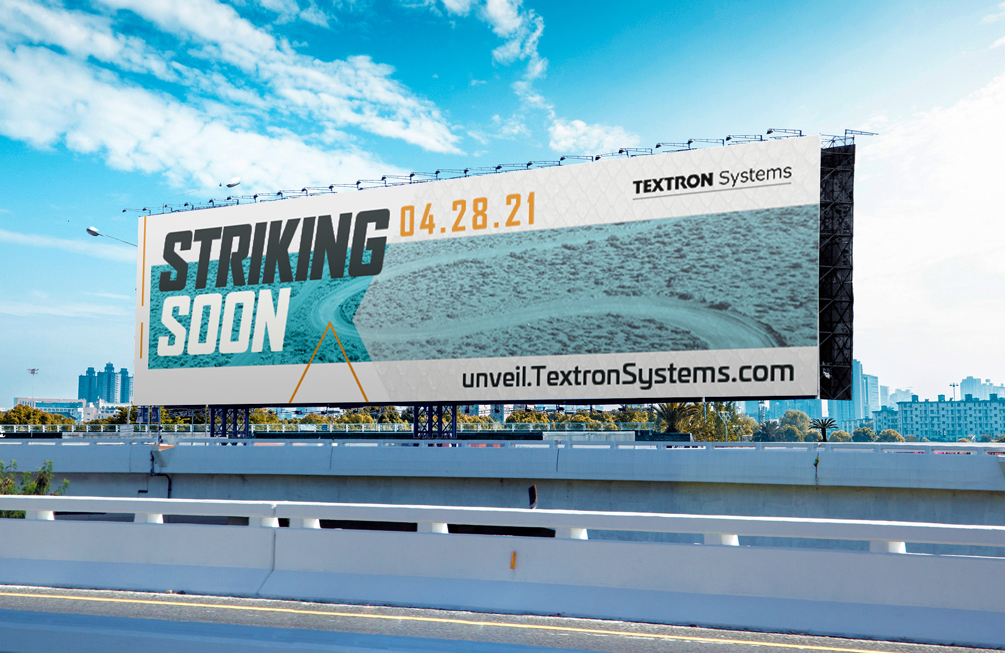 Billboard teasing a reconnaissance vehicle that says "Striking Soon"