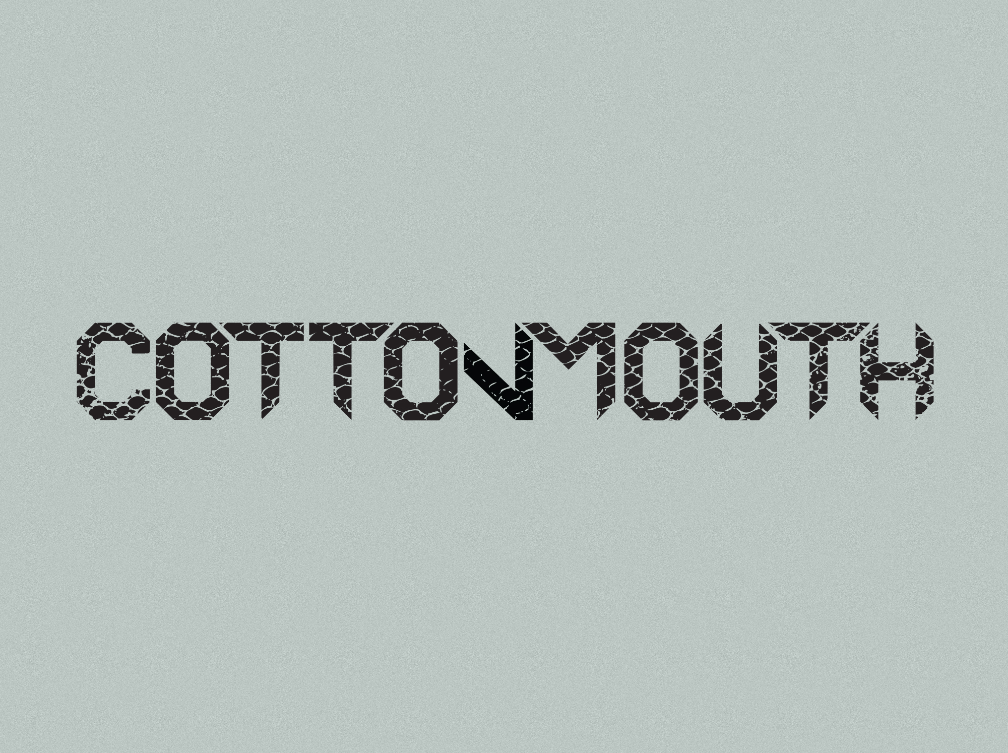 Logo workmark that says "Cottonmouth" with a snakeskin texture.