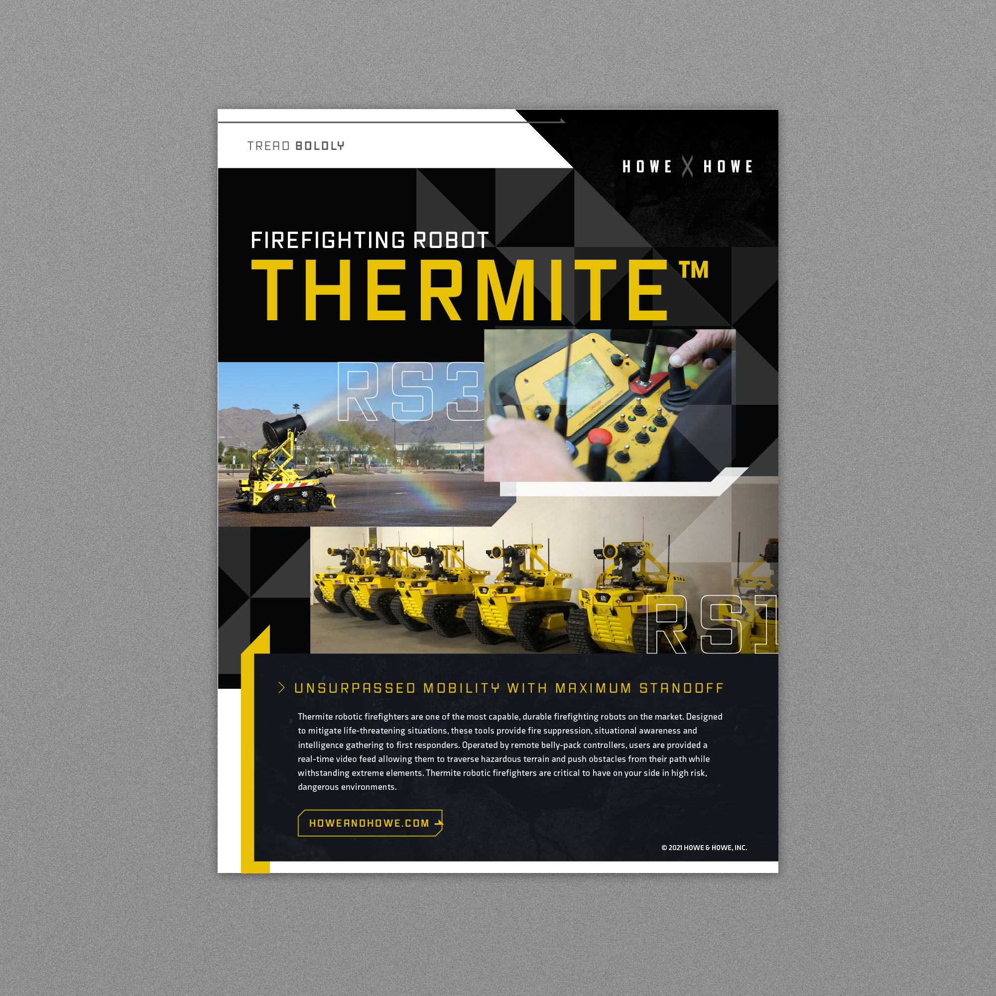 An image of an ad promoting fire fighting robots.