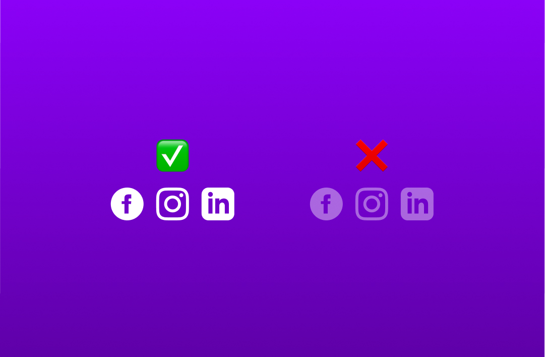 Useita kuvakkeita rinnakkain: vasemmalla kontrasti taustaan on riittävä, oikealla liian heikko, mikä vaikeuttaa kuvakkeiden hahmottamista