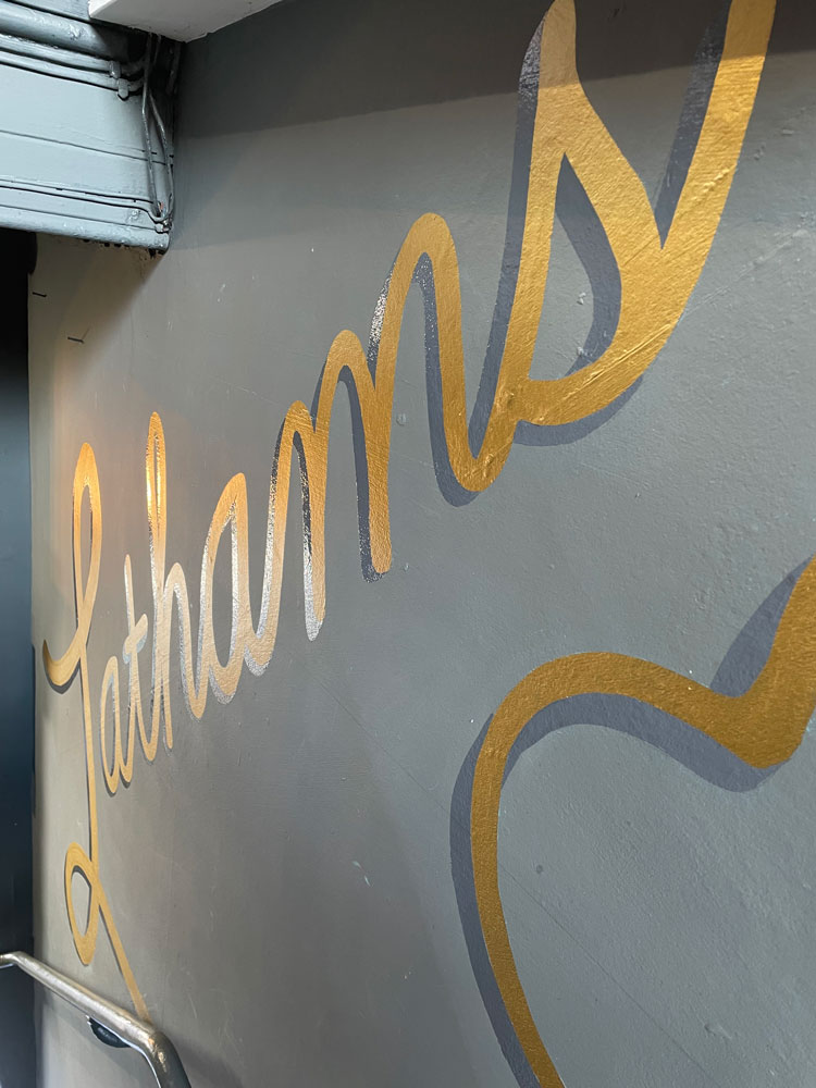 adamdoesdesign lathamshome interiors hand painted sign writing wall mural 4