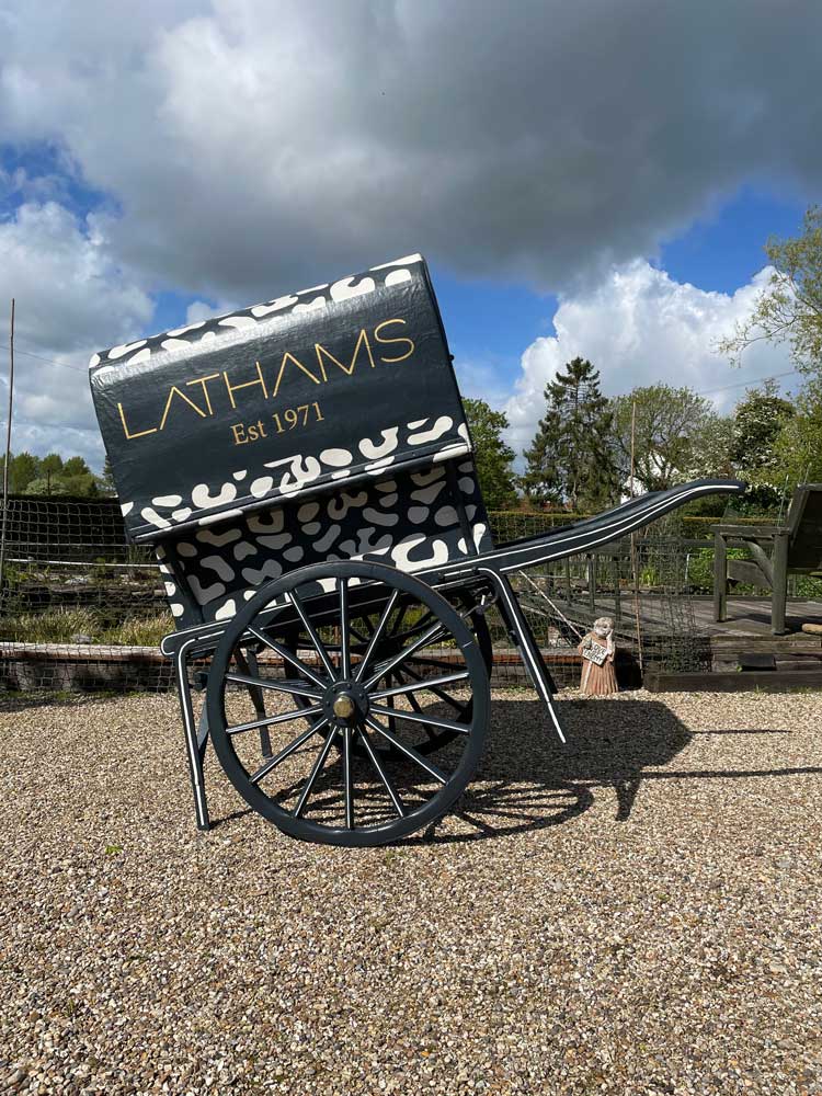 adamdoesdesign lathamshome interiors barrel cart hand painted sign writing design 9
