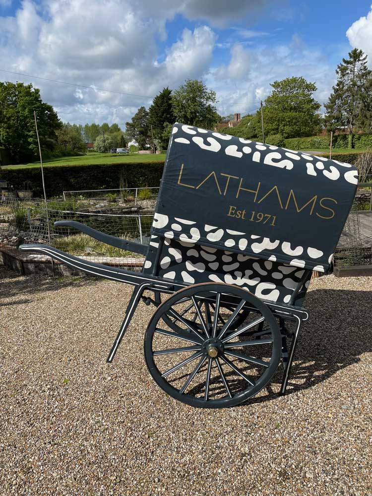 adamdoesdesign lathamshome interiors barrel cart hand painted sign writing design 6