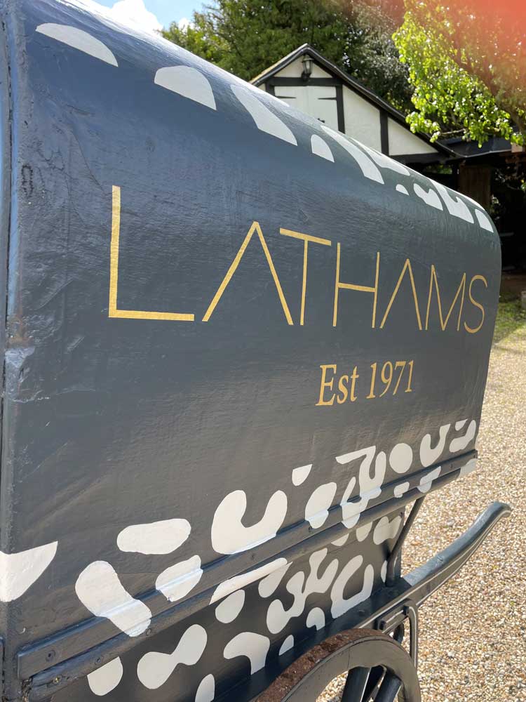 adamdoesdesign lathamshome interiors barrel cart hand painted sign writing design 3