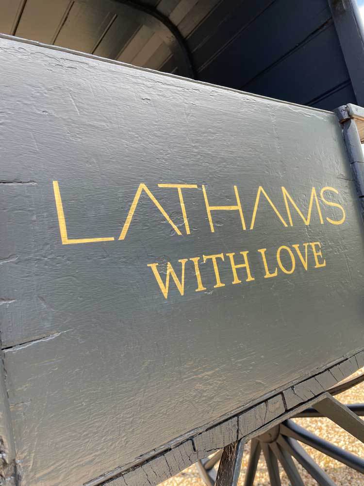 adamdoesdesign lathamshome interiors barrel cart hand painted sign writing design 4