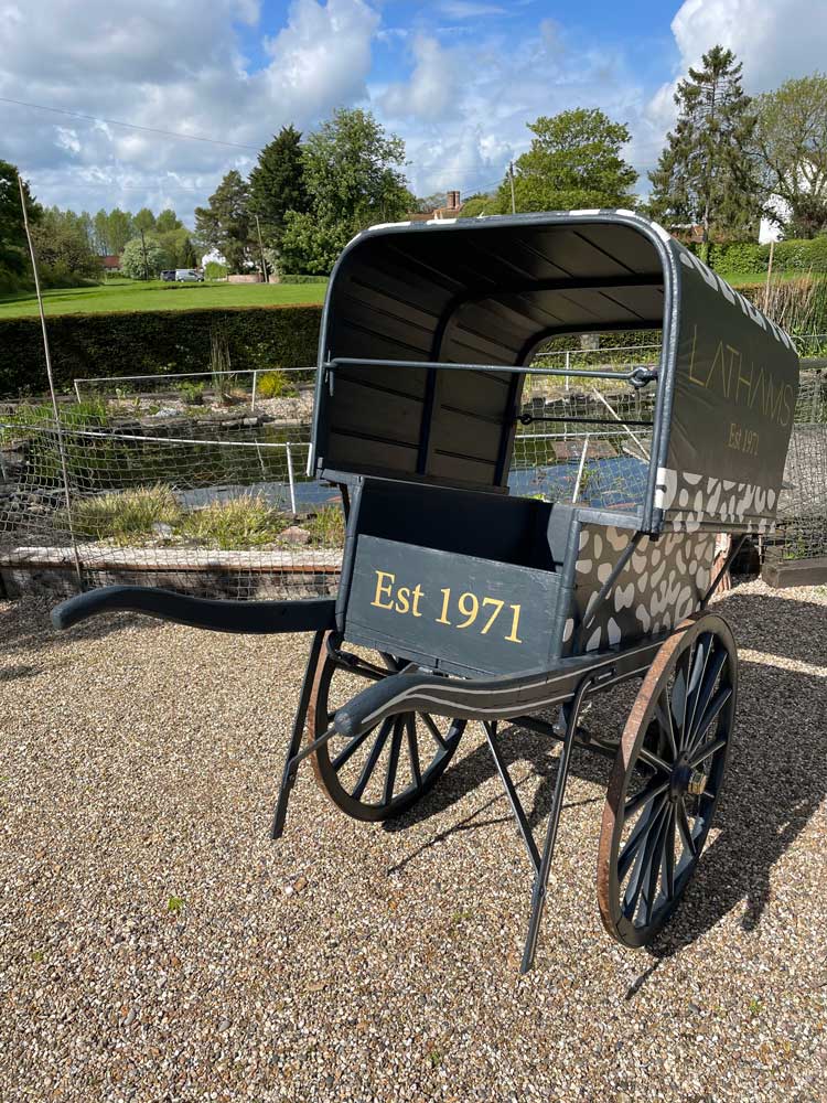 adamdoesdesign lathamshome interiors barrel cart hand painted sign writing design 7