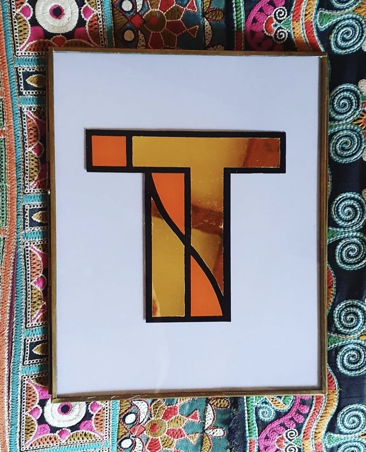 adamdoesdesign gold gilded letters - T