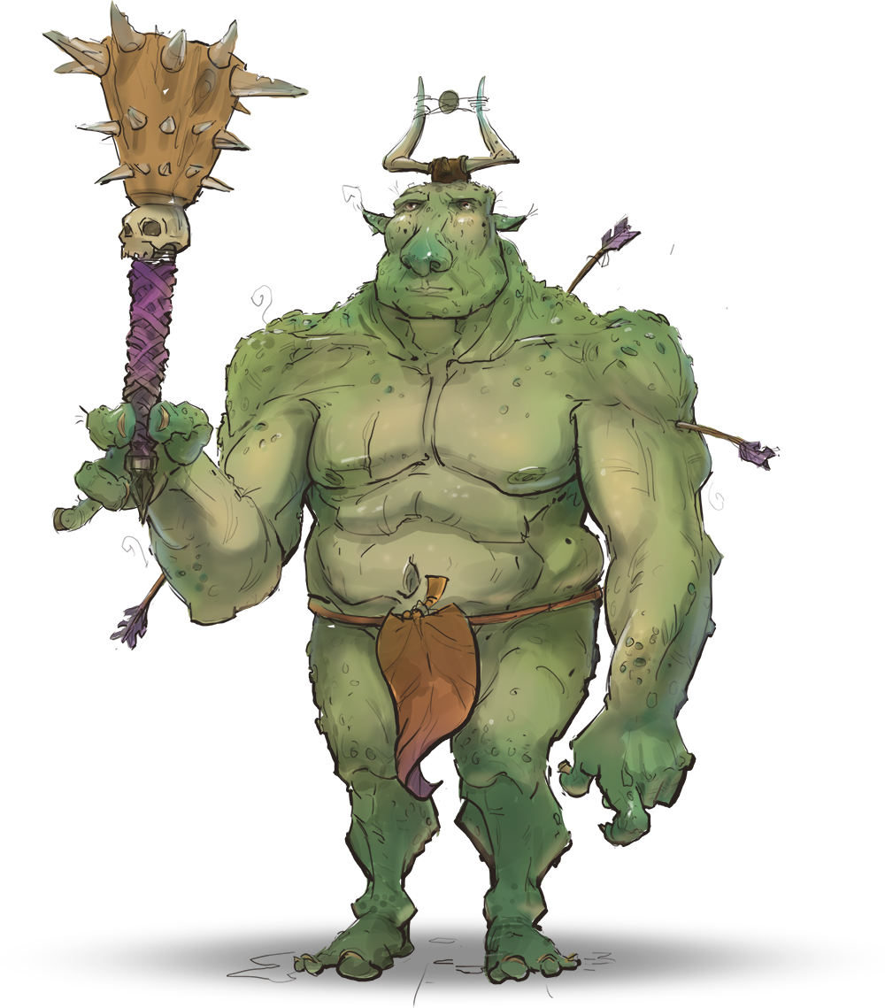 Strong dumb gnome holding club; the Tweebs ogre 