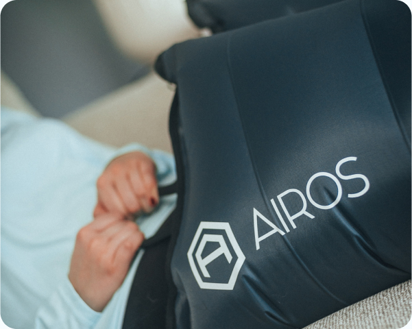 Closeup of the compression pants on a person