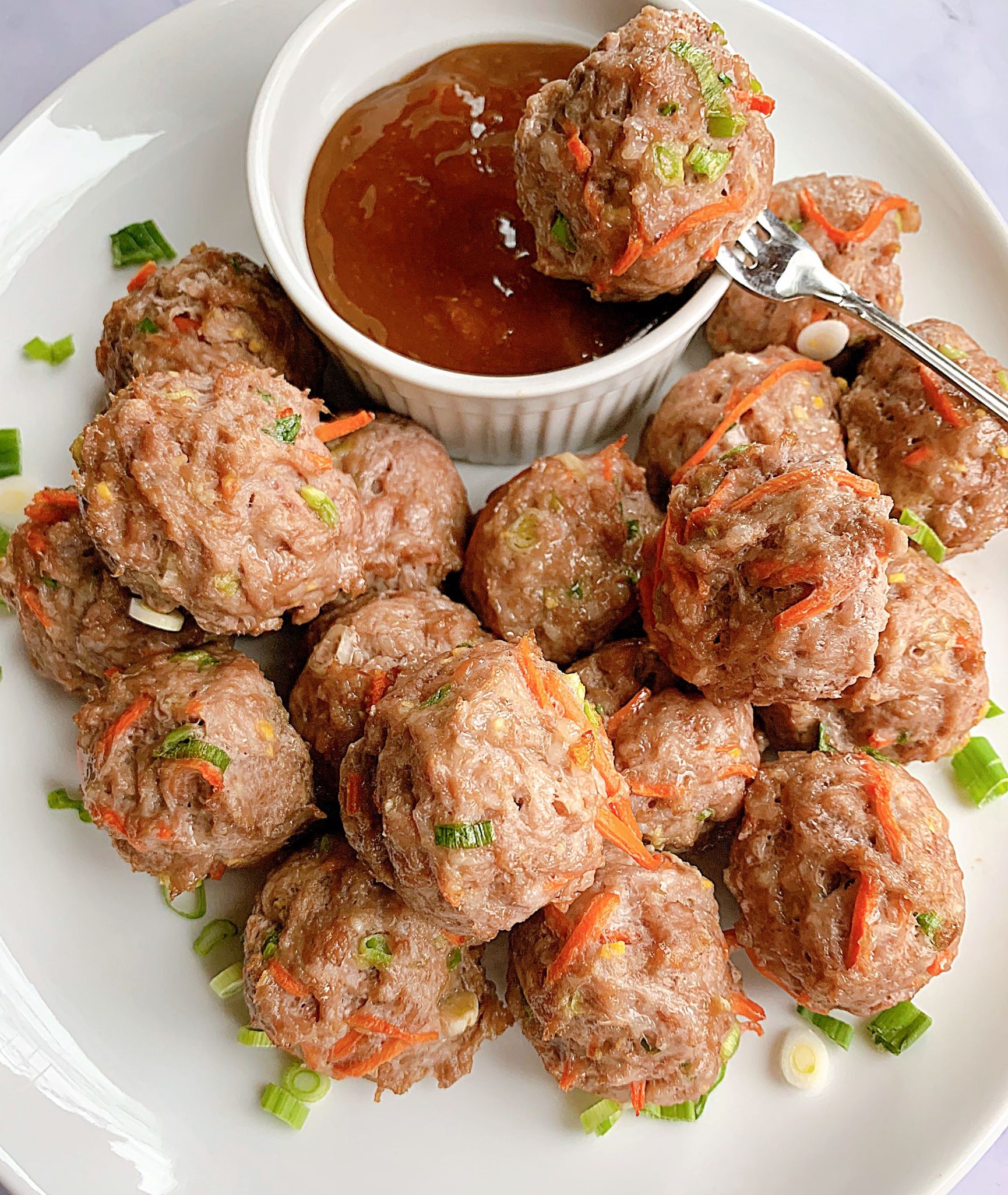 Wonton Meatballs with an Apricot Ginger Sauce