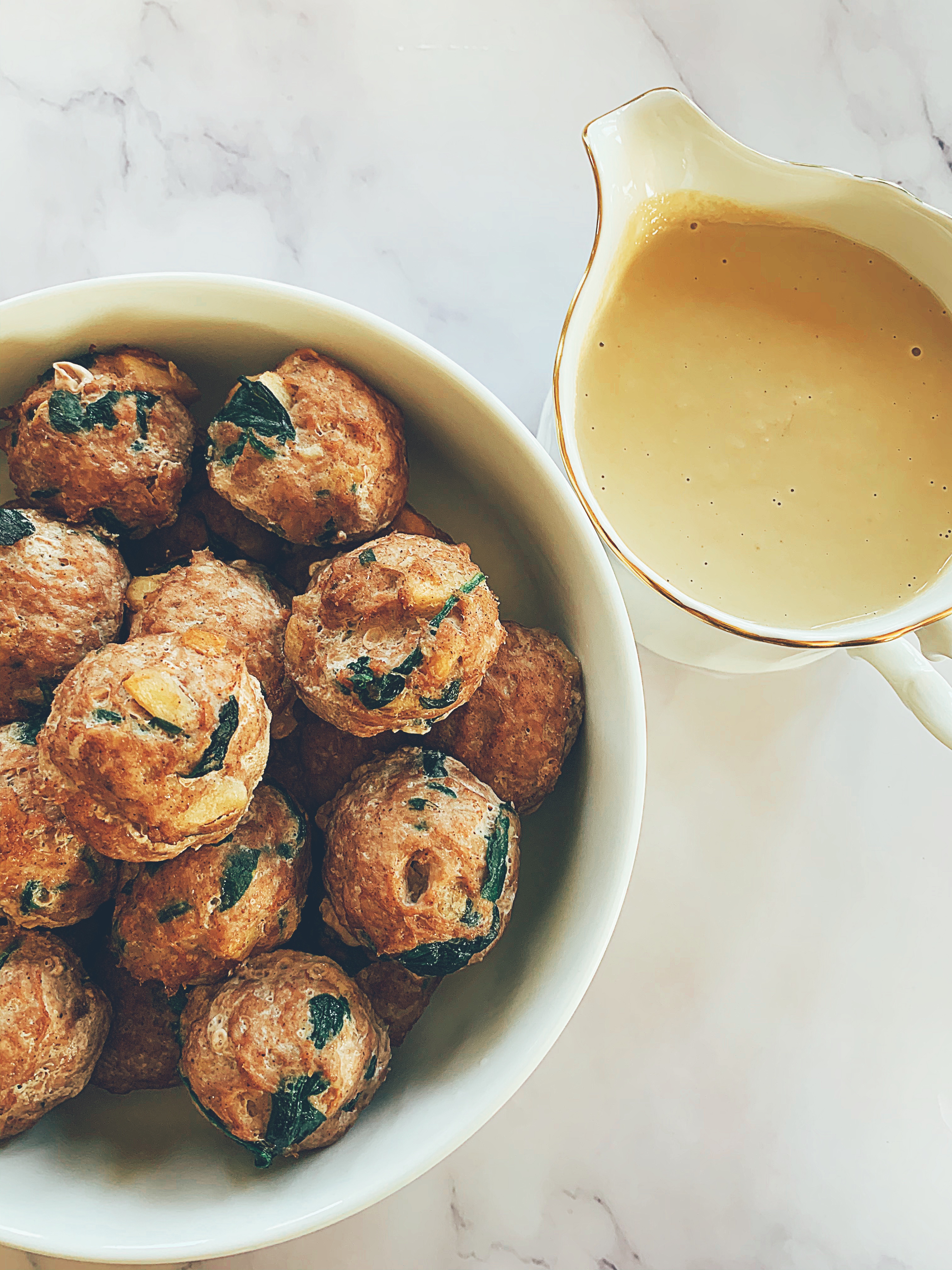 Apple Spice Turkey Meatballs with a Tahini Sauce