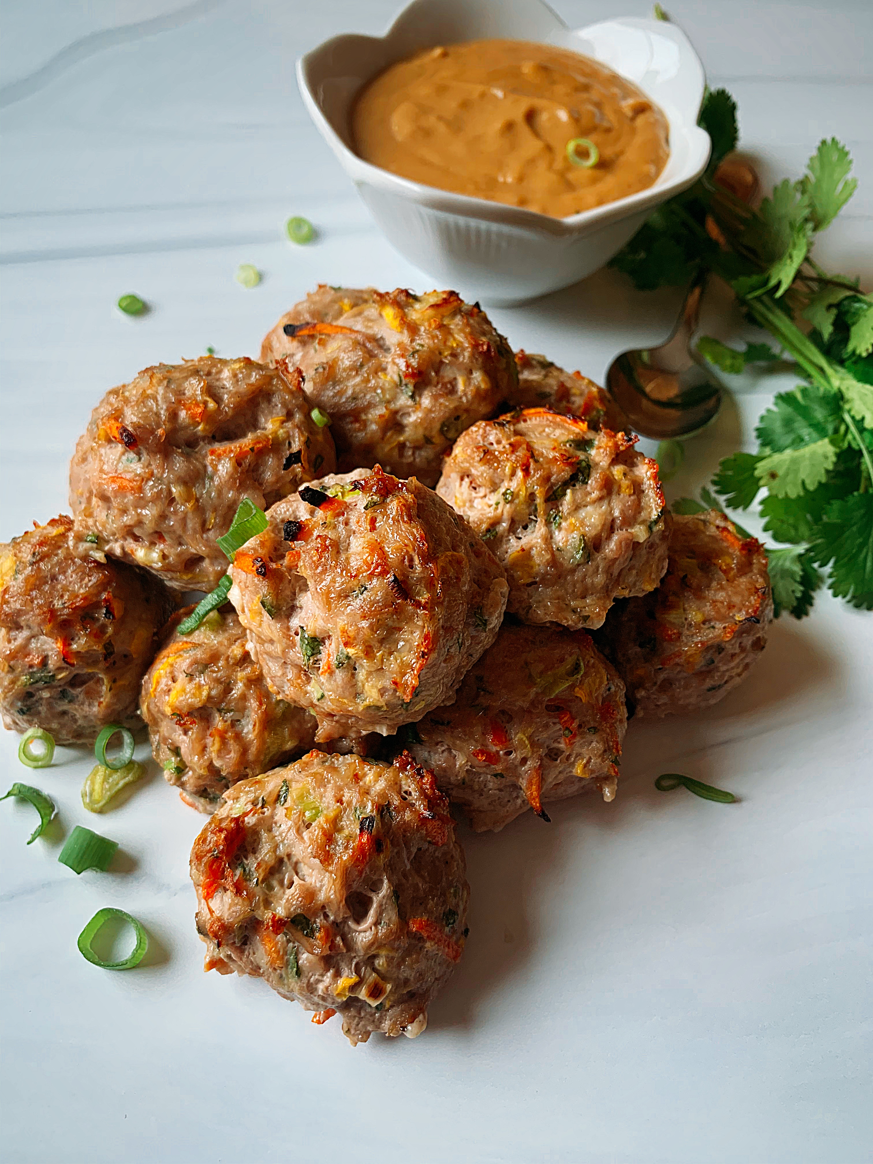 Pork & Vegetable Meatballs with a Creamy Cashew Sauce