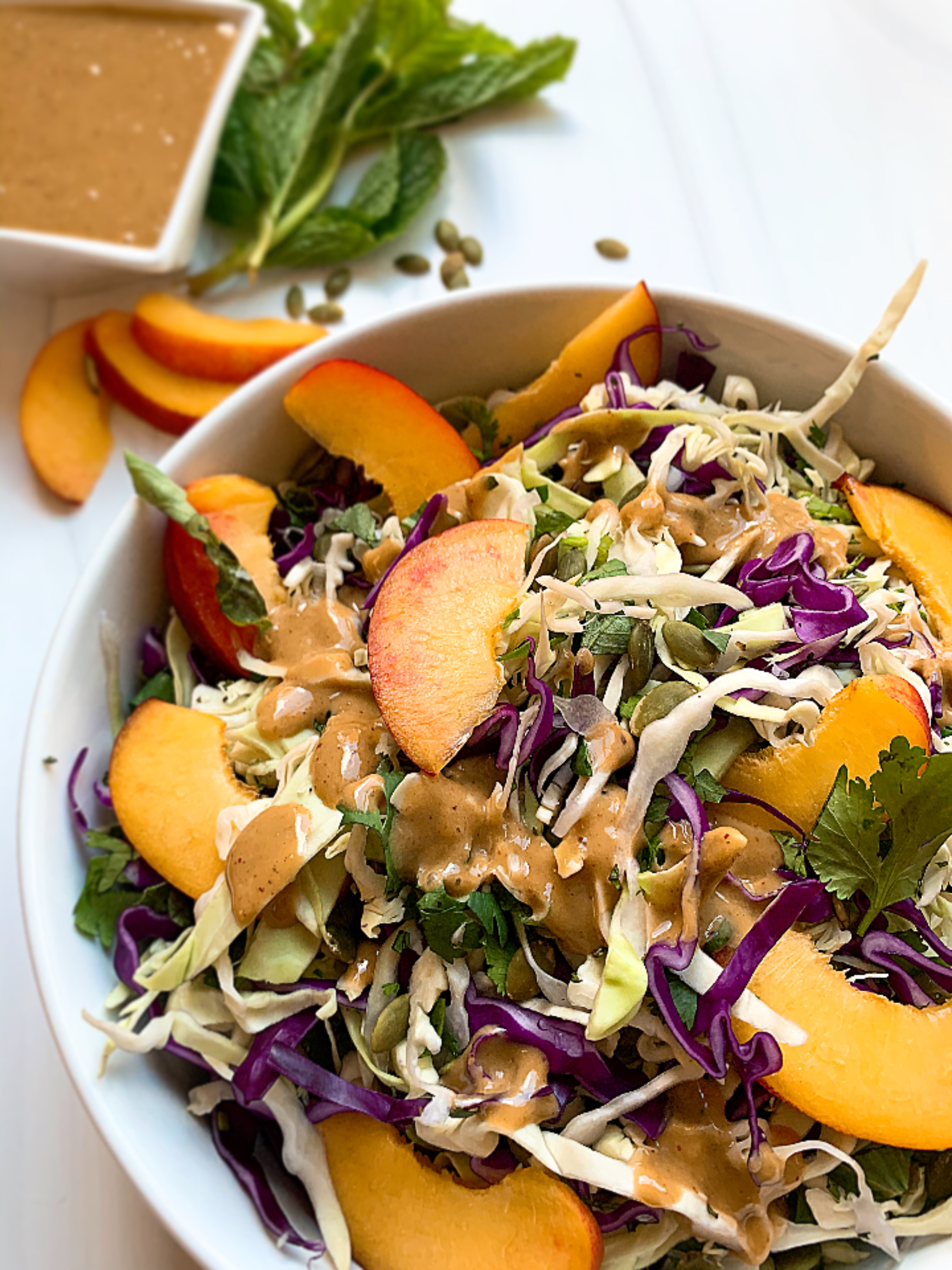 Tahini Coleslaw with Nectarines