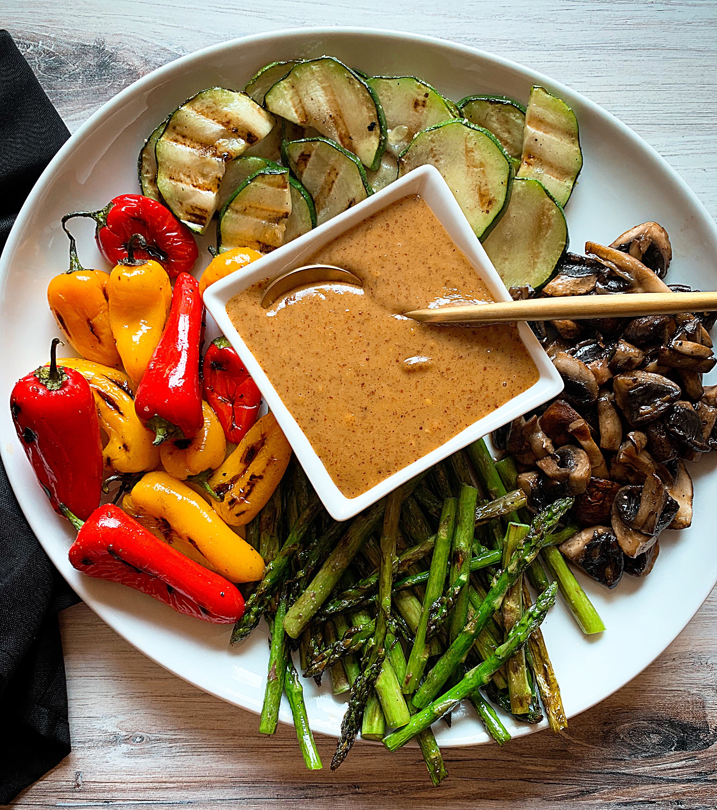 Grilled Veggies with a "Peanut" Dipping Sauce
